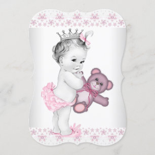 Teddybär Rosa Prinzessin Babyparty Einladung