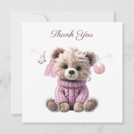 Teddybär rosa Pullover  Dankeskarte