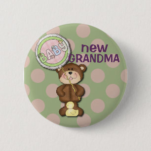 Teddybär Rosa und Grün Button