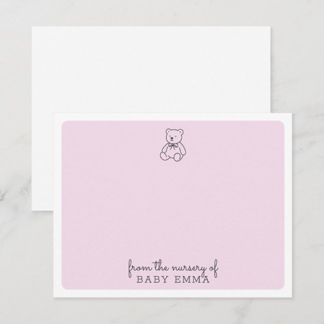 Teddybär, rosa vom Kinderzimmer der Karte (Vorne/Hinten)