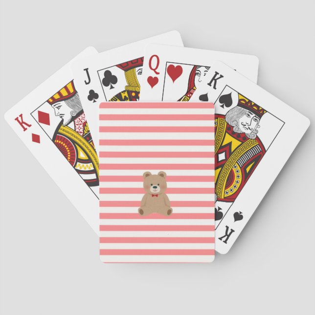 Teddybär rot gestreift spielkarten (Rückseite)