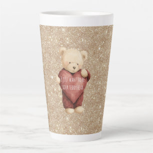 Teddybär rotes Herz Gold Glitter Milchtasse