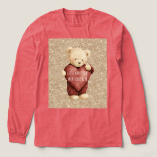 Teddybär rotes Herz Gold Glitter Tri-Blend Shirt