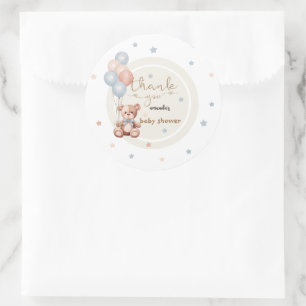 Teddybär Rustikale Babyparty Danke Runder Aufkleber
