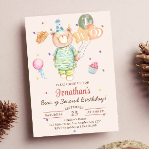 Teddybär Sage Grün Beary Zweiter Geburtstag Einladung