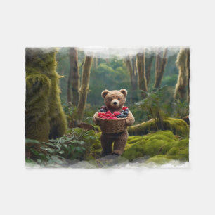 Teddybär sammelt Beeren Kunst für Kinder Fleecedecke