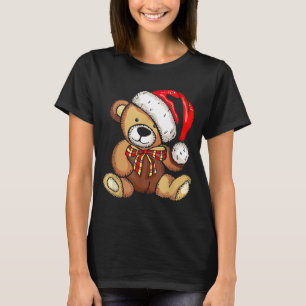 Teddybär-Santa-Hut-Weihnachten-Pyjama-hübsch-X-mas T-Shirt