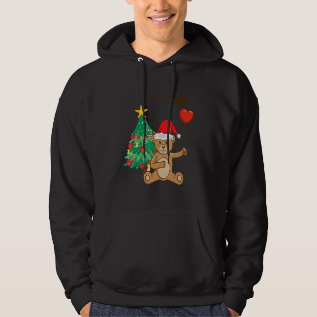 Teddybär-Santa-Hut-Weihnachtsbaum-Pyjama-Cute X  Hoodie (Vorderseite)