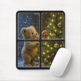 Teddybär schmückt einen Weihnachtsbaum Mousepad