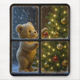 Teddybär schmückt einen Weihnachtsbaum Mousepad