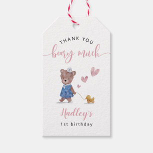 Teddybär-Seemann Mädchen Geburtstagsfeier  Geschenkanhänger