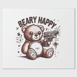 Teddybär sehr glücklich geschenkpapier