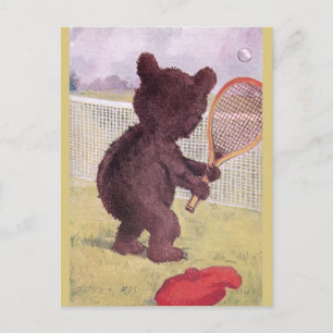 Teddybär spielt Tennis Postkarte