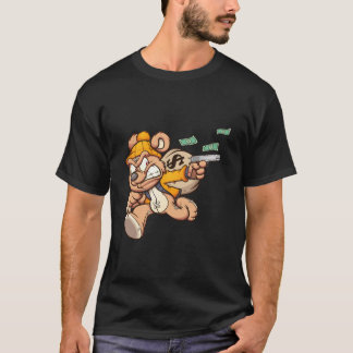 Teddybär stiehlt eine große Tasche Geld T-Shirt