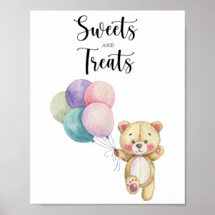 Teddybär - Süßigkeiten und Leckereien Baby Shower Poster
