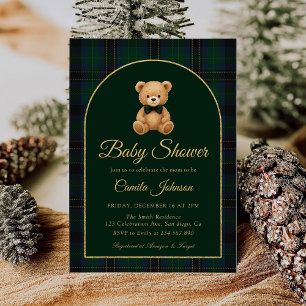Teddybär-Tartan-verschrobene Babyparty-Einladung Einladung