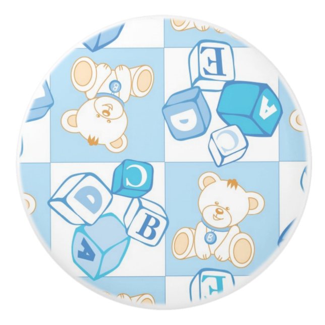 Teddybär überprüftes Muster Keramikknauf (Vorderseite)