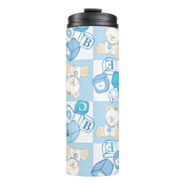 Teddybär überprüftes Muster Thermosbecher (Vorderseite)