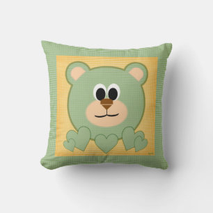 Teddybär Umarmungen und Küsse Grün und Gelb Kissen