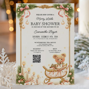 Teddybär und Bänder Weihnachts-Baby-Party Einladung