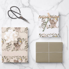 Teddybär und Blume Geschenkpapier Set