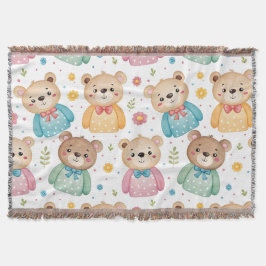 Teddybär und Blumen Decke