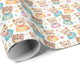 Teddybär und Blumen Geschenkpapier