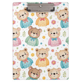 Teddybär und Blumen Klemmbrett