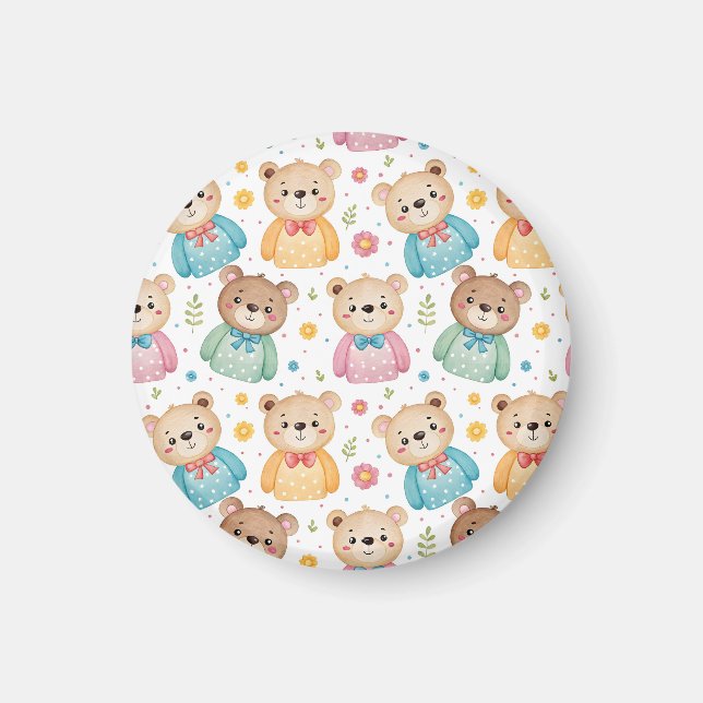 Teddybär und Blumen Magnet (Vorne)