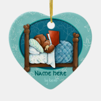 Teddybär- und Häschen-Gutenachtgeschichtezeit Keramikornament