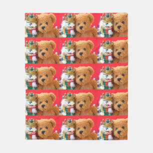 Teddybär und Nussknacker Fleecedecke