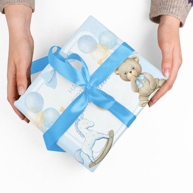 Teddybär und Rockpferd Geschenkpapier (Von Creator hochgeladen)