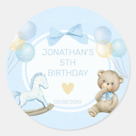 Teddybär und Rockpferd Runder Aufkleber