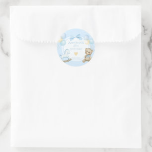 Teddybär und Rockpferd Runder Aufkleber