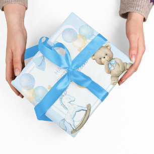 Teddybär und Schaukelpferd Geschenkpapier