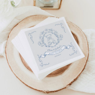 Teddybär Vintage Chinoiserie Toile Babyparty Serviette