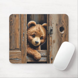 Teddybär vor der Tür Mousepad