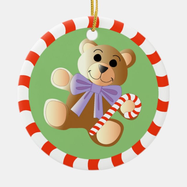 Teddybär-Weihnachtsverzierung Keramik Ornament (Vorne)