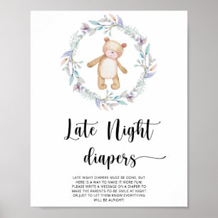 Teddybär \ Windel-Spiel für späte Nacht Poster