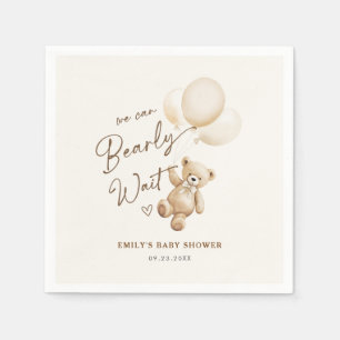 Teddybär Wir können es kaum erwarten Baby Shower Serviette