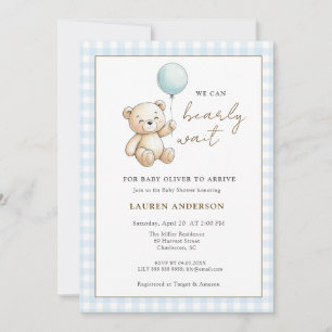 Teddybär Wir können es kaum erwarten Junge Babypar Einladung