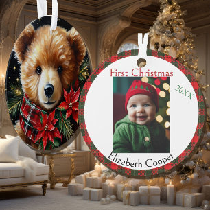 Teddybär zum ersten Weihnachten Name Jahr Ornament