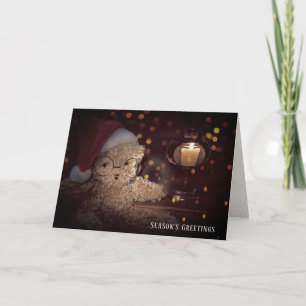 Teddybär zur Weihnachtszeit mit Kerzenlicht Karte