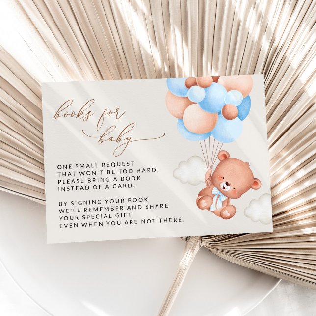 Teddybären, blaue Balloons, Bücher für Baby Begleitkarte (Von Creator hochgeladen)