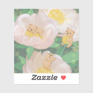 Teddybären & Blumen Illustration Aufkleber
