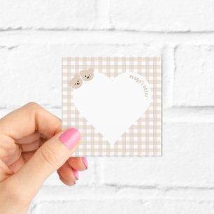 Teddybären Braun Gingham Herz Post-it Klebezettel