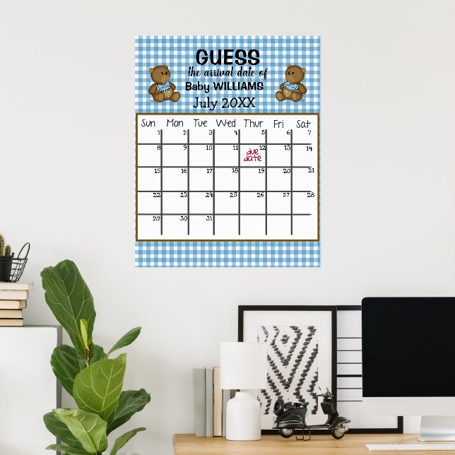 Teddybären erraten Termin-Kalender  Poster (Heimbüro)