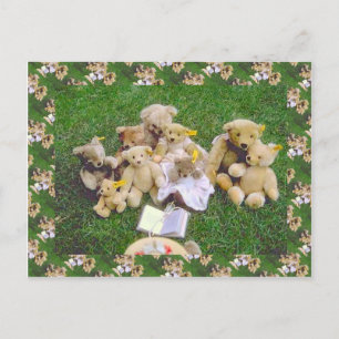 Teddybären, frühe familiäre Ansammlung Postkarte