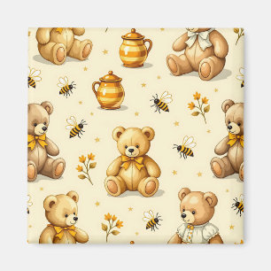 Teddybären-Honigbienen-Kinderzimmer-Muster Magnet