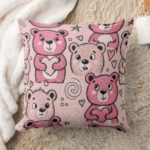 Teddybären mit Herzen und Rosa - Valentinstag (2) Kissen